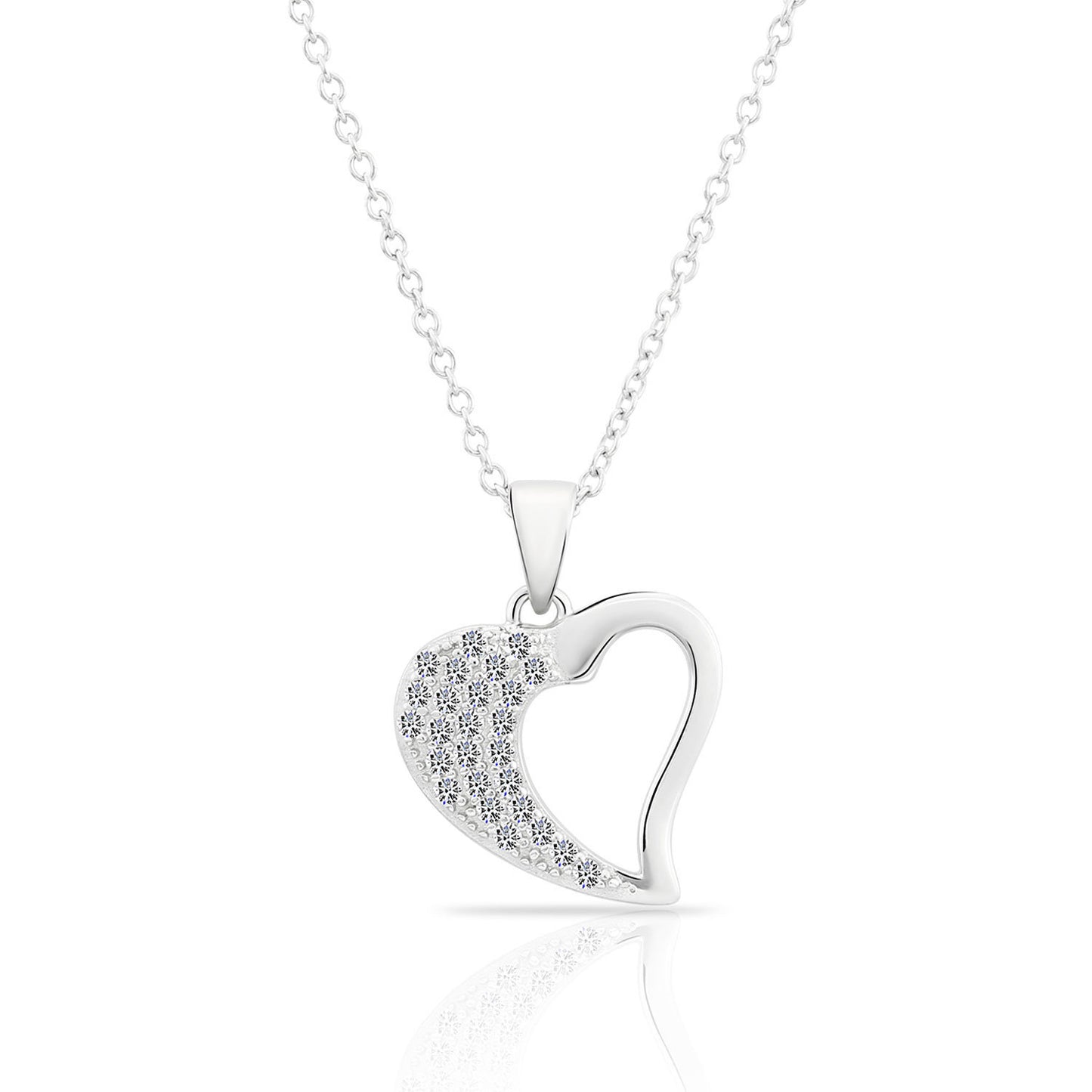 Sterling Silver Open Heart Charm Necklace
