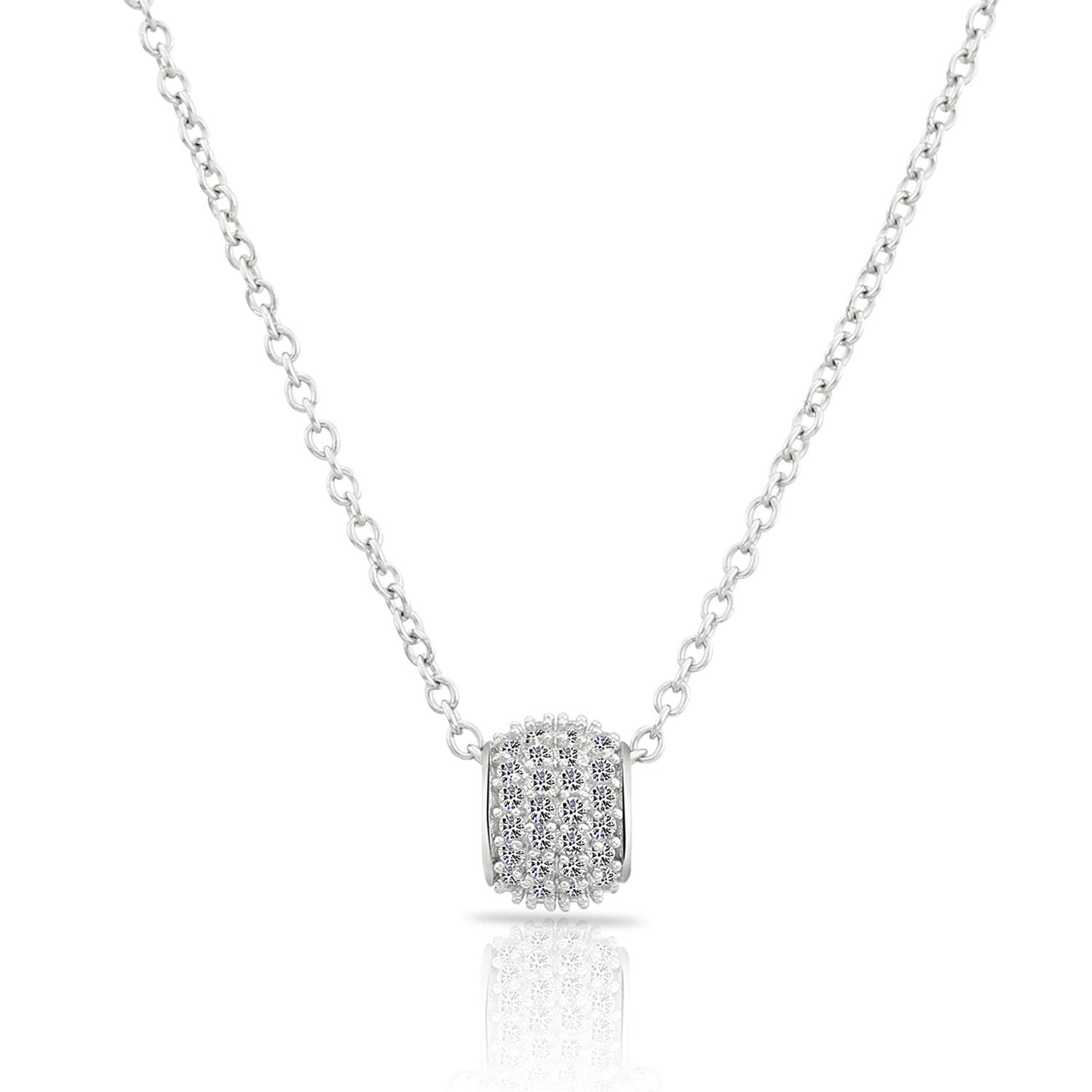 CZ Small Sparkle Ball Charm Necklace in Sterling Silver