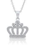 Royal Crown Charm Necklace with Cz in Sterling Silver