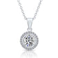 Sterling Silver Round Solitaire Halo Necklace