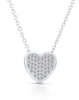 CZ Classic Heart Charm Necklace in Sterling Silver