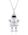 Sterling Silver Robot Charm Necklace