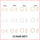 Set of 12! Sterling Silver Endless Hoop Earrings