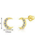 10k Yellow Gold Slim Moon Crescent Stud Earrings