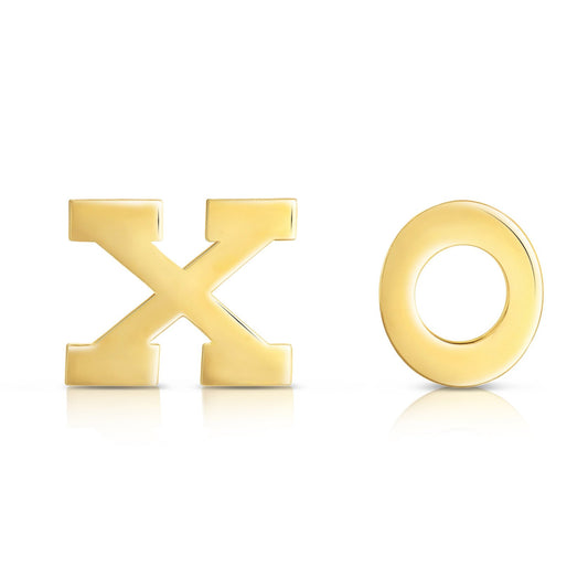 10k Yellow Gold XO Stud Earrings, Hugs and Kisses