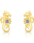 10k Yellow Gold Tiny Seahorse Stud Earrings