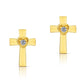 10k Yellow Gold Cross & Heart Stud Earrings with Center Stone