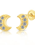 10k Yellow Gold Moon Crescent Stud Earrings