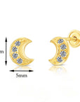 10k Yellow Gold Moon Crescent Stud Earrings
