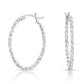 Sterling Silver Shiny Grooved Hoop Earrings
