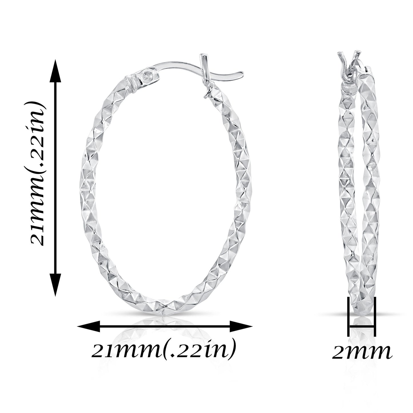 Sterling Silver Shiny Grooved Hoop Earrings