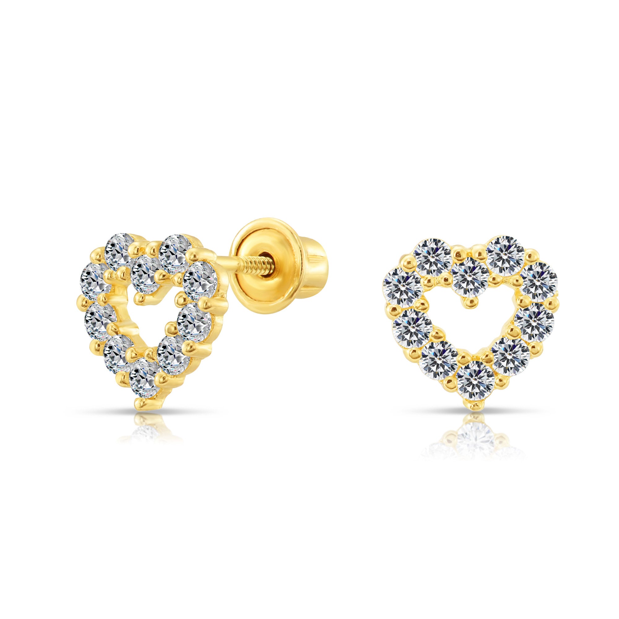 10k Yellow Gold Heart Stud Earrings
