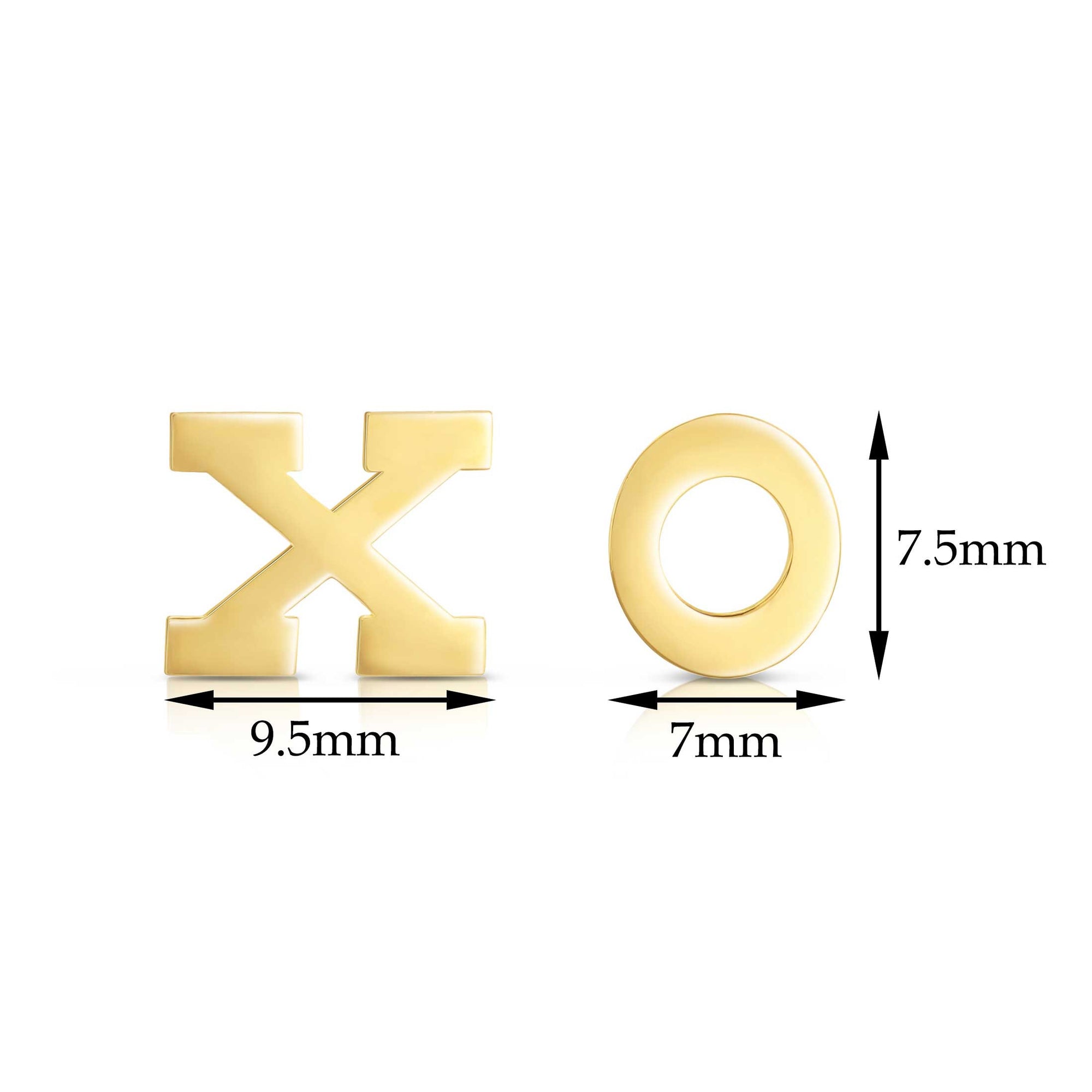 10k Yellow Gold XO Stud Earrings, Hugs and Kisses