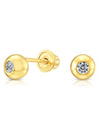 10k Yellow Gold Tiny Half Round Ball Stud Earrings