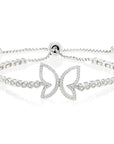 CZ Butterfly Bracelet, Adjustable in Sterling Silver