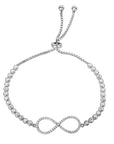 CZ Infinity Love Bracelet with Cubic Zirconia Stones in Sterling Silver