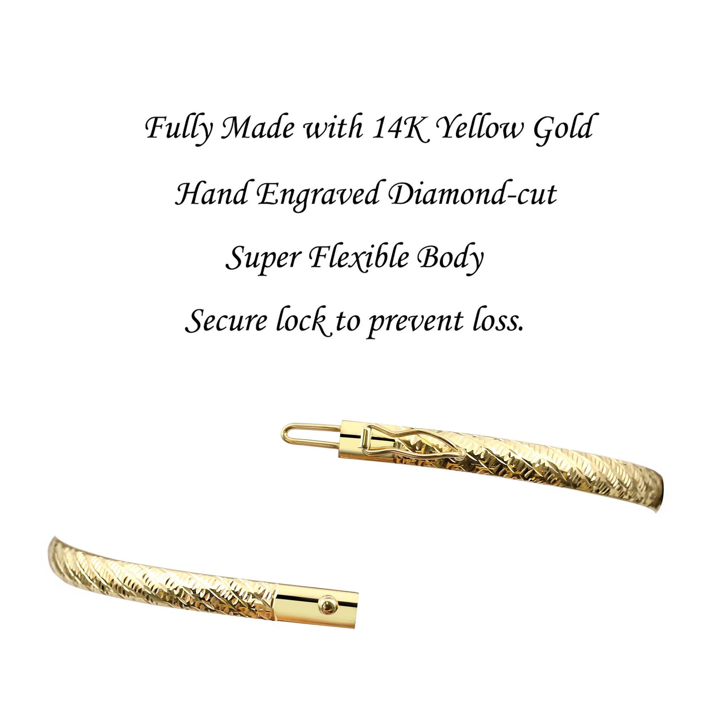 14k Yellow Gold Tornado Diamond Cut Flexible Bangle