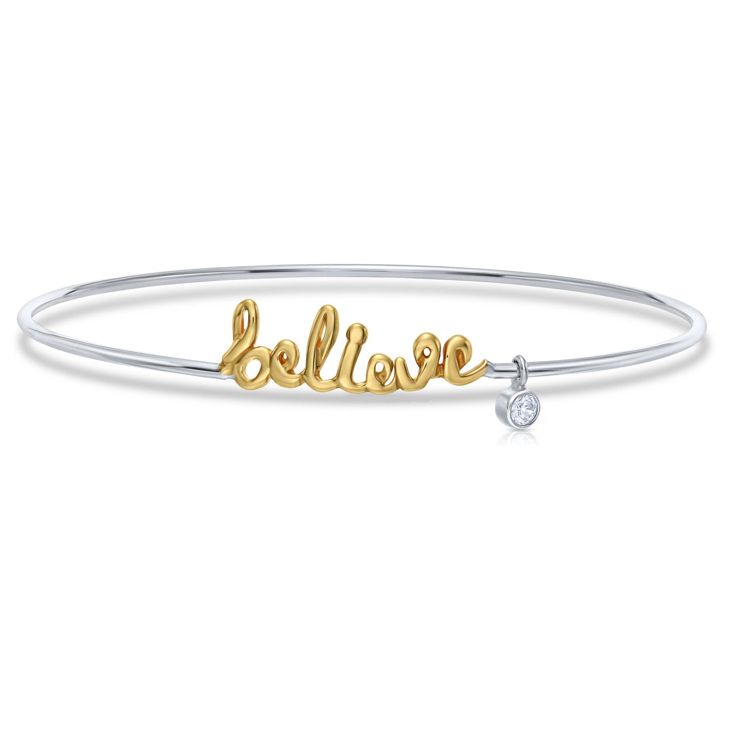BELIEVE Bangle Bracelet, Gold Plated in Sterling Silver