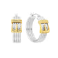 Sterling Silver Fancy Two-tone Buckle Style Hoop Earrings