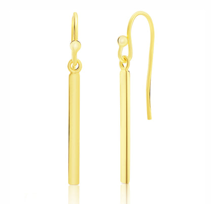 Sterling Silver Rectangular Bar Dangle Earrings