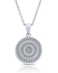 Sterling Silver Round Halo Charm Necklace, 1038