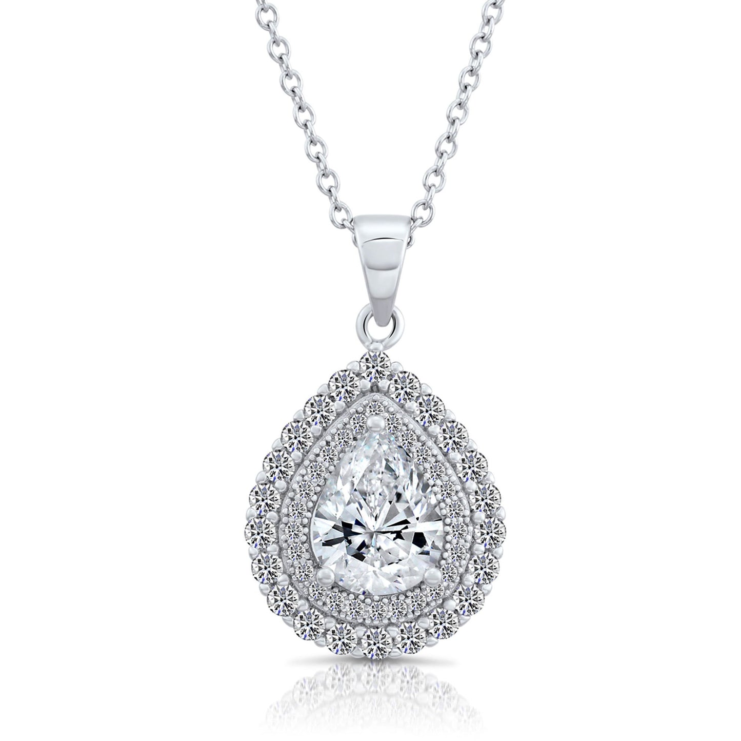Sterling Silver Solitaire Teardrop Necklace
