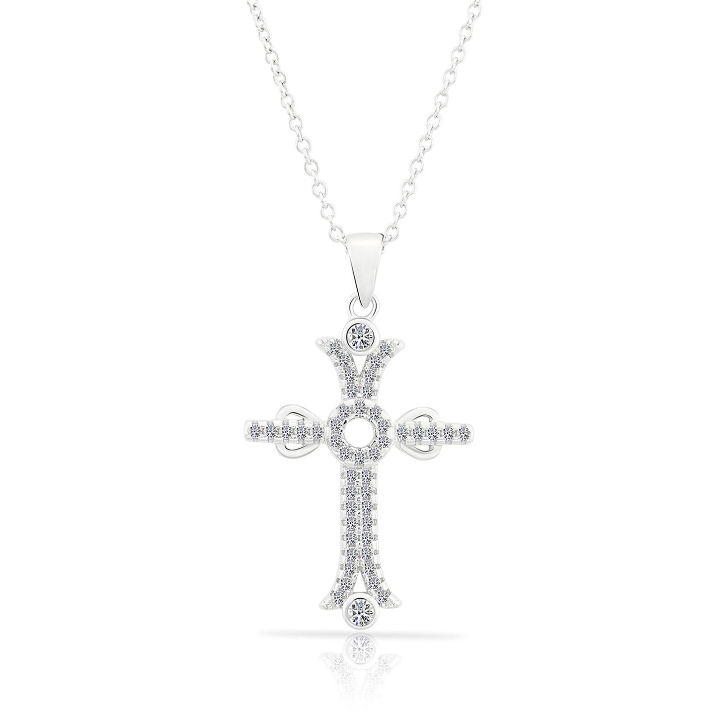 Sterling Silver Cross Charm Necklace, 0762