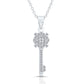 Sterling Silver Key Necklace with Cubic Zirconia