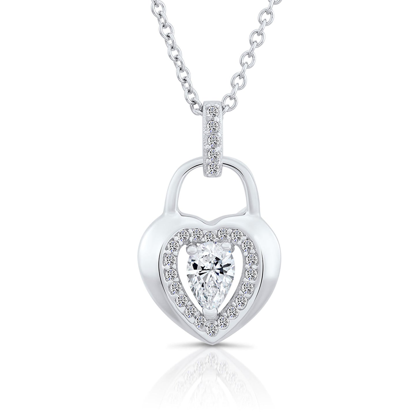 Sterling Silver Heart Lock Necklace