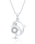 Sterling Silver Jumping Dolphin Charm Necklace