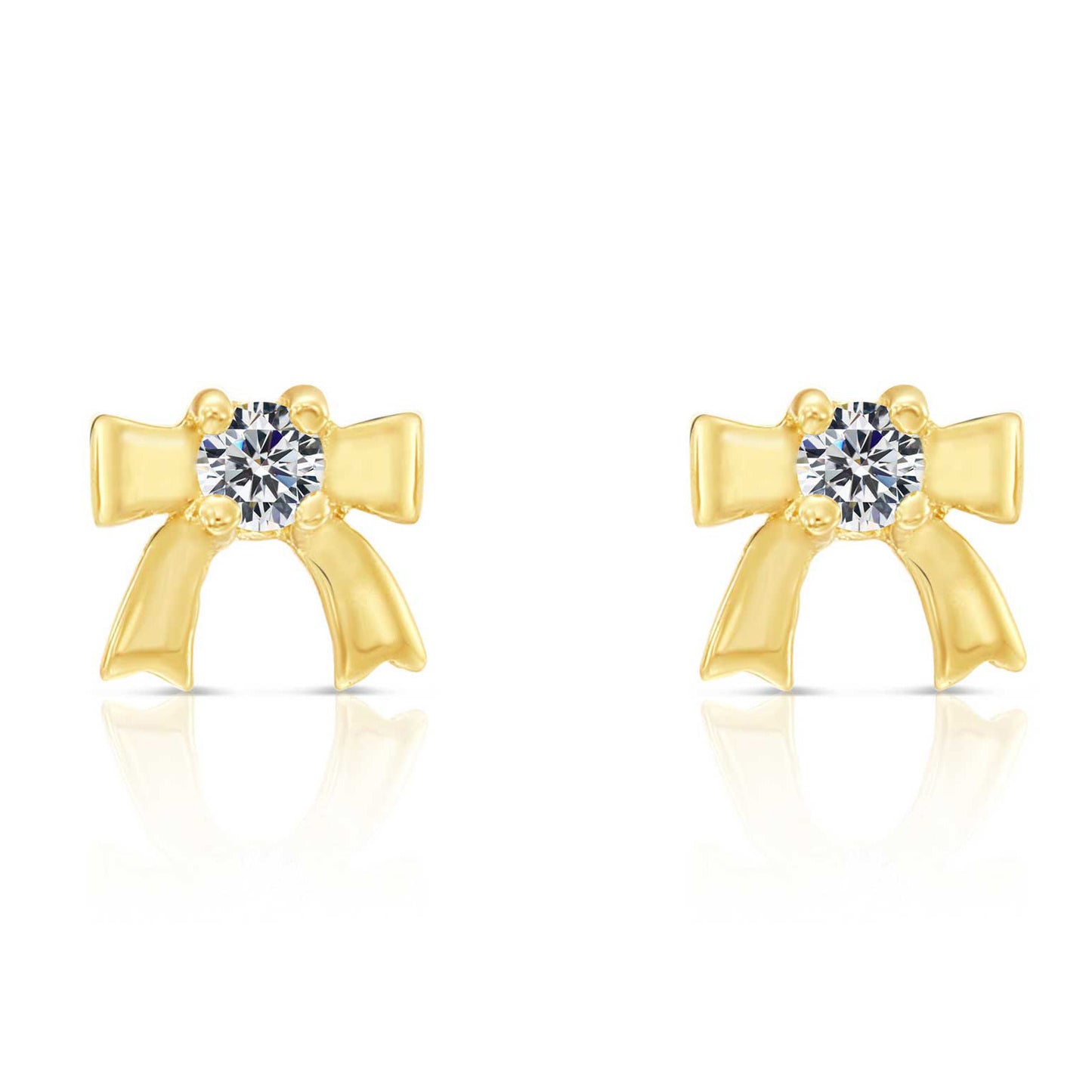 10K Yellow Gold Dainty Bow Stud Earrings