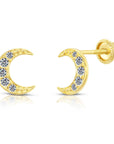 10k Yellow Gold Slim Moon Crescent Stud Earrings