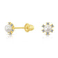 10k Yellow Gold Tiny Flower and Pearl Stud Earrings