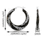Sterling Silver Glossy Black Spiral Diamond Cut Hoop Earrings