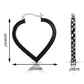 Sterling Silver Fancy Glossy Black Diamond-cut Heart Hoop Earrings