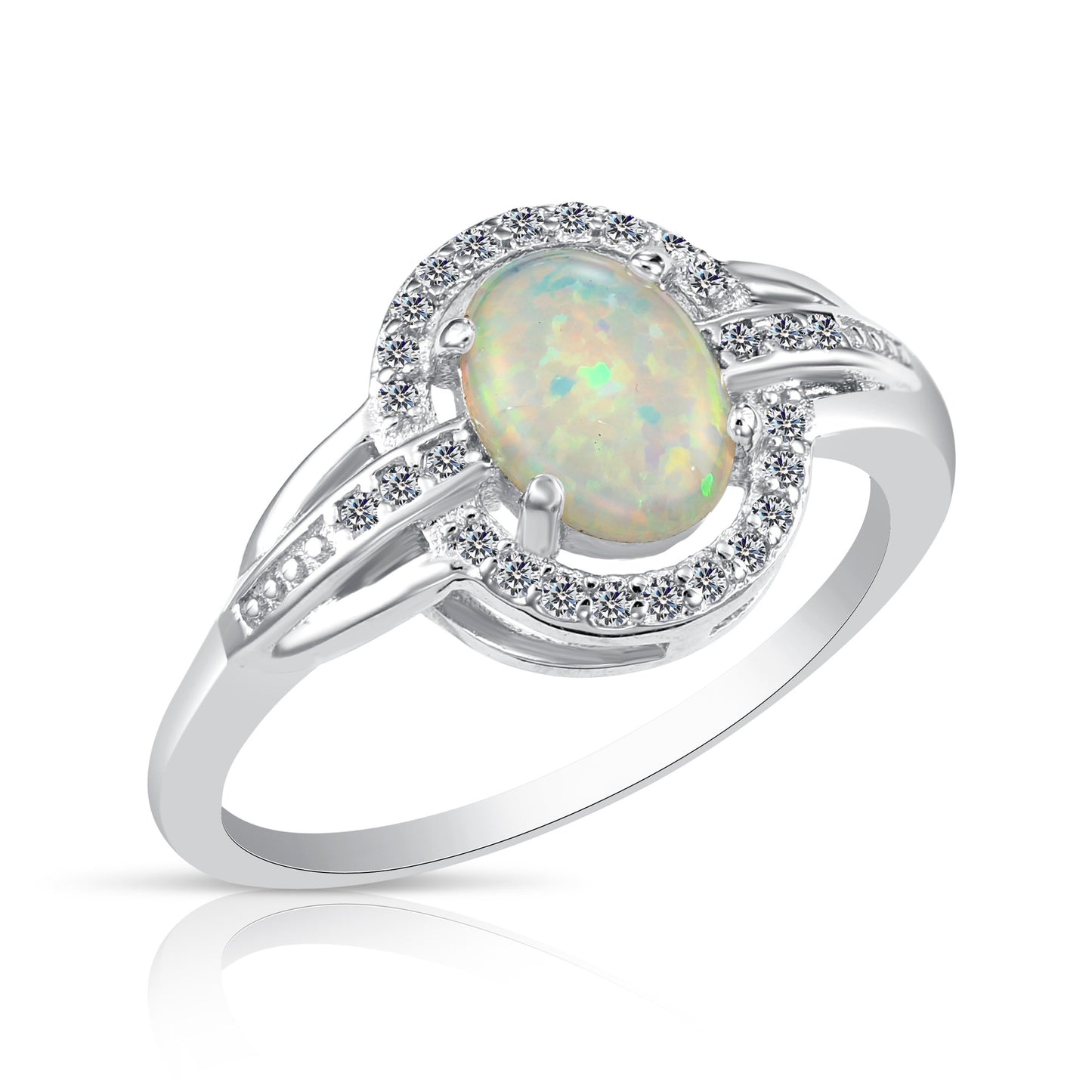 Sterling Silver Oval Opal Ring