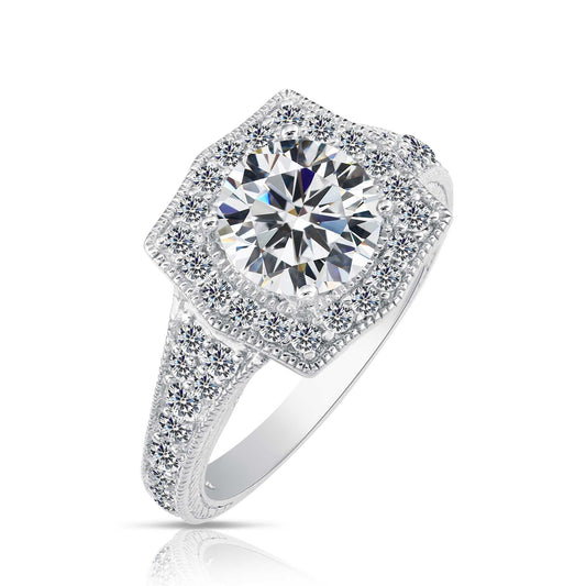 Sterling Silver Royal Square Solitaire Engagement Ring