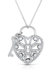 CZ Key to My Heart Charm Necklace in Sterling Silver