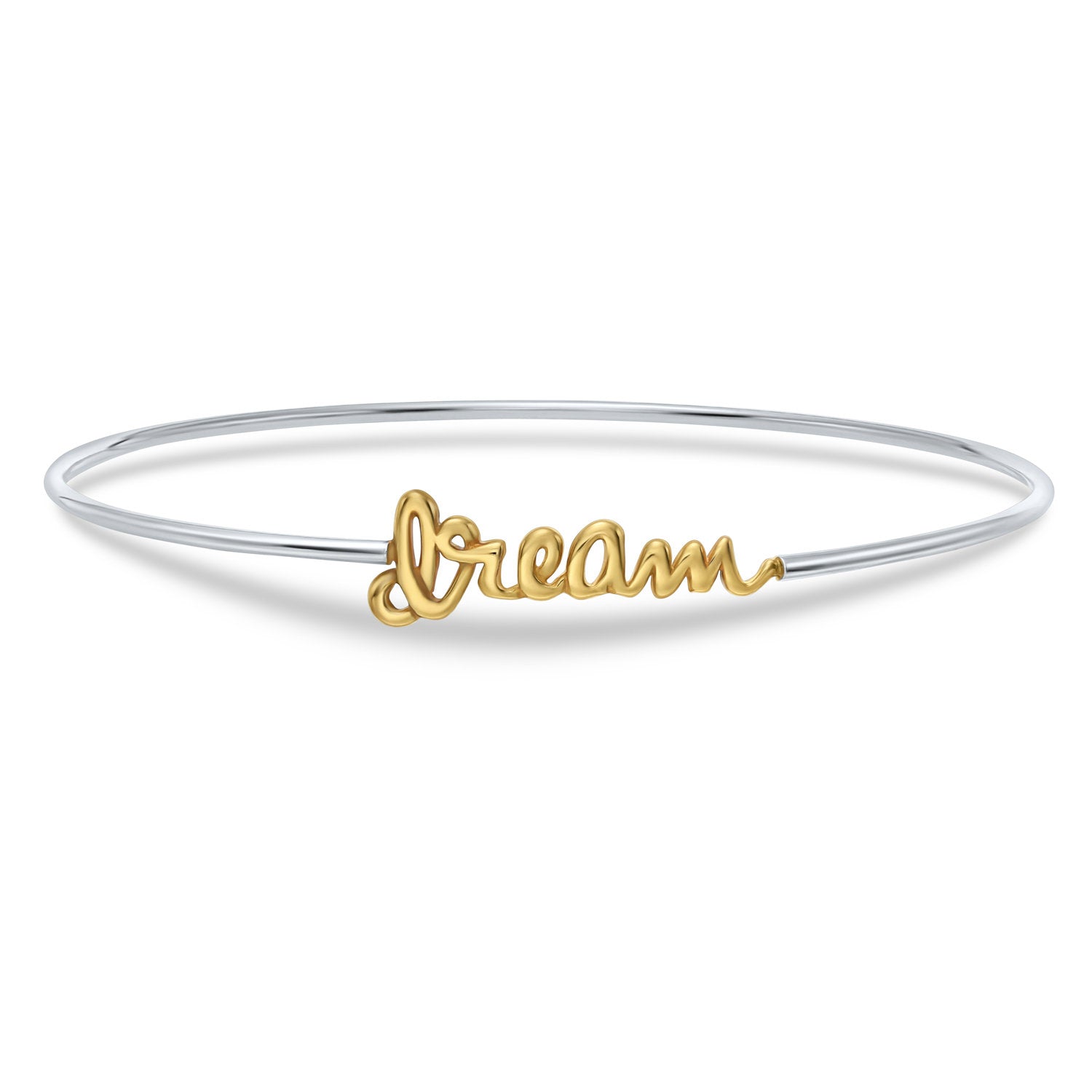 DREAM Bangle Bracelet, Gold Plated in Sterling Silver