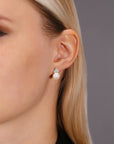 CZ Pearl Flower Stud Earrings in Sterling Silver