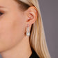 Fire Opal Dangle Stud Earrings, Sterling Silver Musical Note Earrings with CZ