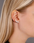 Pearl Ear Climber Stud Earrings in in Sterling Silver