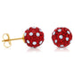 14k Yellow Gold Red Sparkle Ball Studs