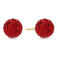 14k Yellow Gold Red Sparkle Ball Studs
