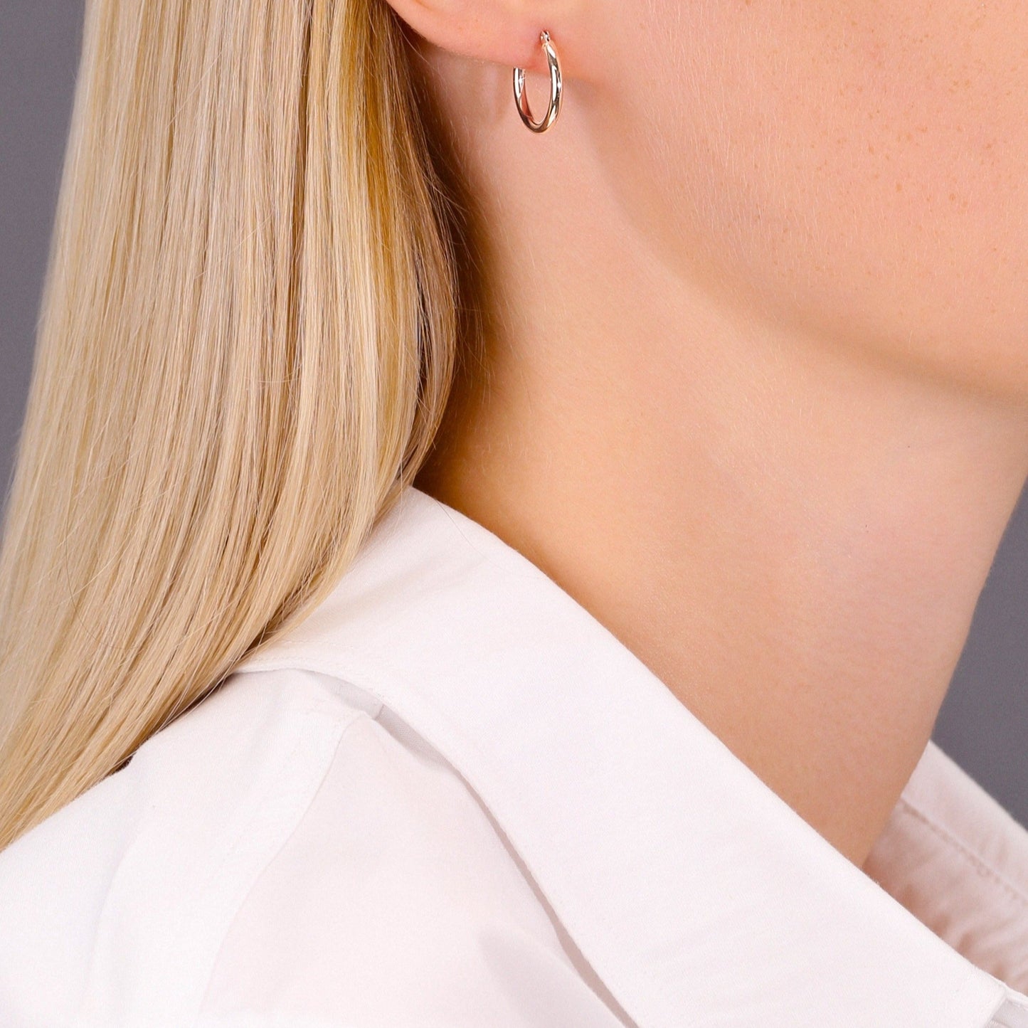 14k Rose Gold Classic Round Hoop Earrings