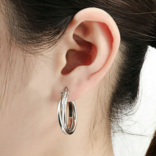 Sterling Silver Tangled Glitter Hoop Earrings, 1 Inch