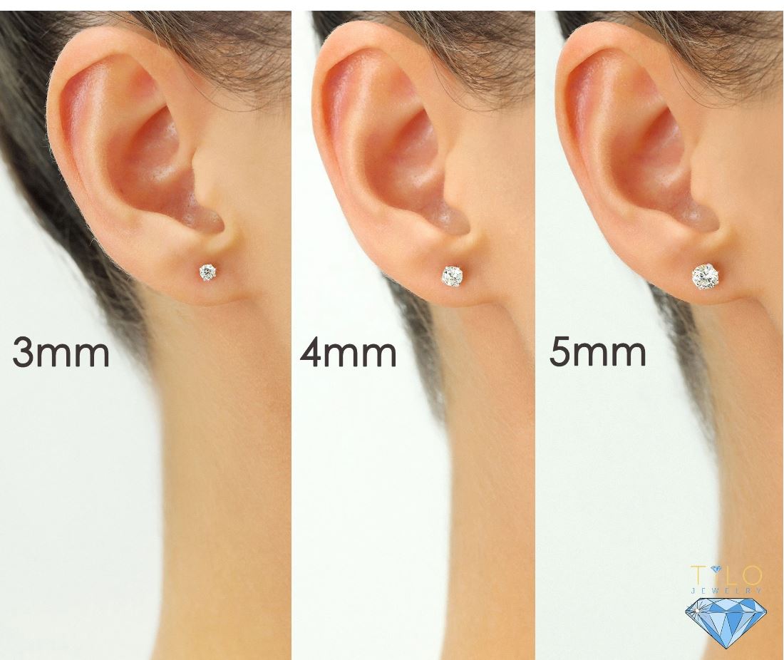 Set of 3! 14k White Gold Classic Solitaire Stud Earrings, Pushback (Unisex)