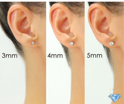 Set of 3! 14k White Gold Classic Solitaire Stud Earrings, Pushback (Unisex)