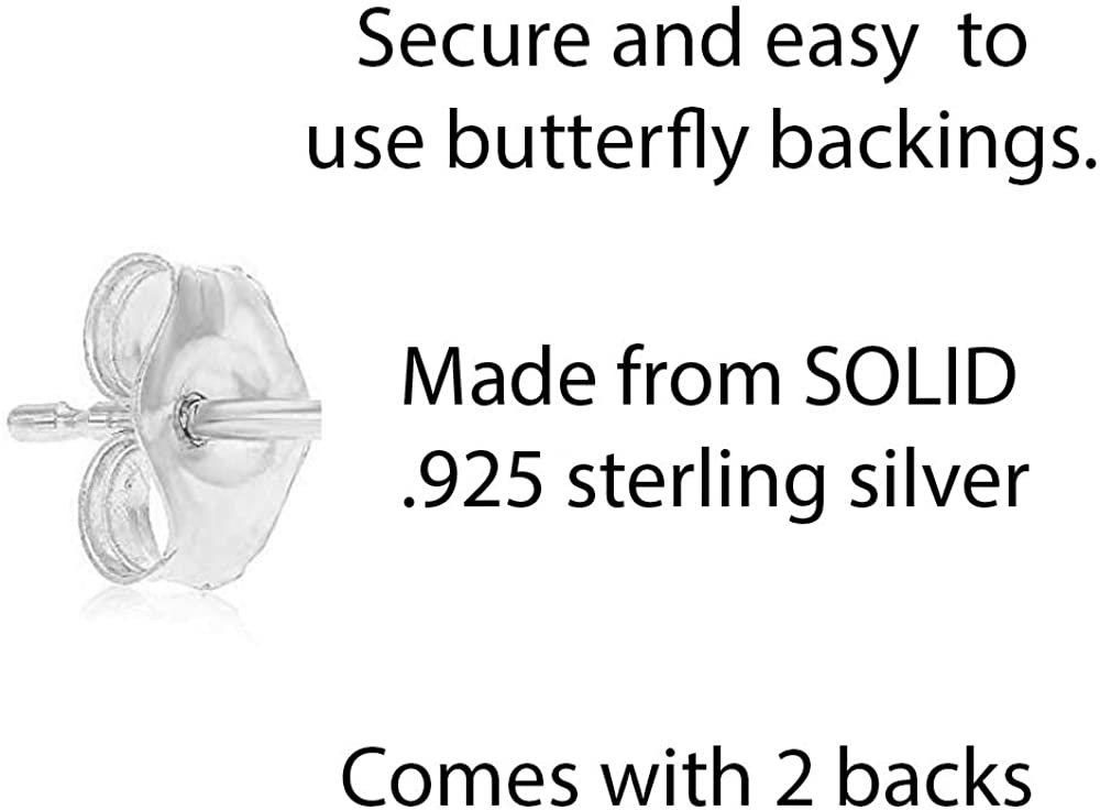 Set of 925 Sterling Silver Butterfly Friction Backs for Post