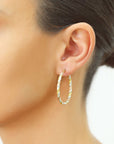Twisted Tricolor Hoop Earrings, 1.4 inch in Sterling Silver